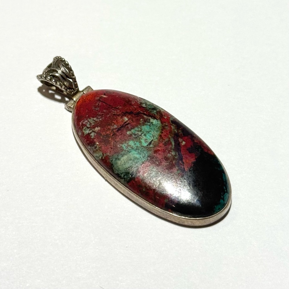 Mexican Sterling Silver Pendant with Rare Sonora Sunrise Cabochon